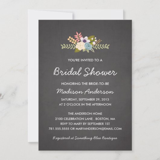 CLASSEUR FLORAL| INVITATION À LA DOUCHE BRIDALE (Devant)
