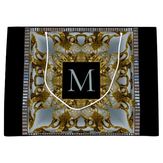 Classeurs Élégant Monogramme Grand Sac Cadeau (Devant)