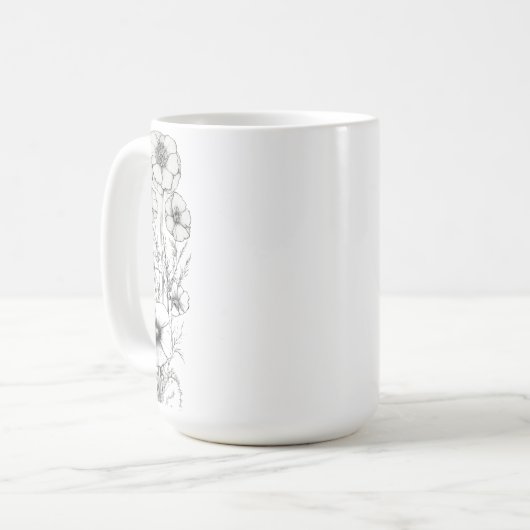 Classic 15 oz Floral Outline Mok (Voorkant links)