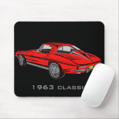 Classic 1963 Red Corvette Design Mousepad Muismat (Met muis)