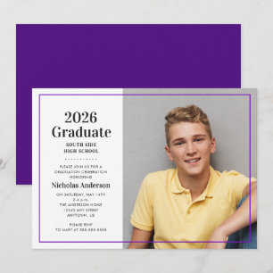 Classic 2023 Afstuderen Paarse foto-Afstuderen Kaart