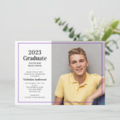 Classic 2023 Afstuderen Paarse foto-Afstuderen Kaart (Staand voorkant)