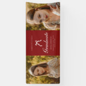 Classic 2-Photo Script Coquette Graduation Party Spandoek (Verticaal)