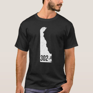 Classic 302 Delaware Pride Outline State Area Code T-shirt