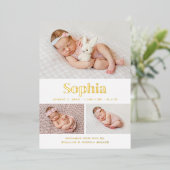 Classic 3 Photo Collage Faire-part de naissance (Debout devant)