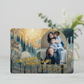 Classic Abstract Winter Wonderland Art Gold Folie Feestdagenkaart (Staand Voorkant)