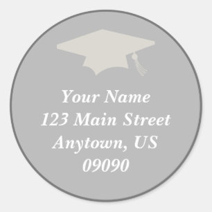 Classic Afstuderen adreslabel (grijs) Ronde Sticker