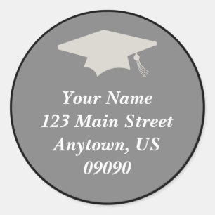 Classic Afstuderen adreslabel (zwart) Ronde Sticker