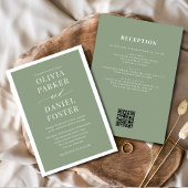 Classic All in One Sage Green QR Code Wedding Kaart
