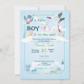 Classic and cute Stork Baby Shower Invitation (Devant)