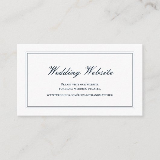 Classic and Simple Elegant Wedding Website Informatiekaartje (Voorkant)