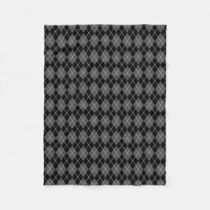 Classic Argyle Diamond Pattern Black White Grey Fleece Deken