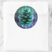 Classic argyle pinecone rustiek blauw groen ronde sticker (Tas)