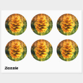 Classic  argyle pinecone rustiek goudgroen ronde sticker (Vel)