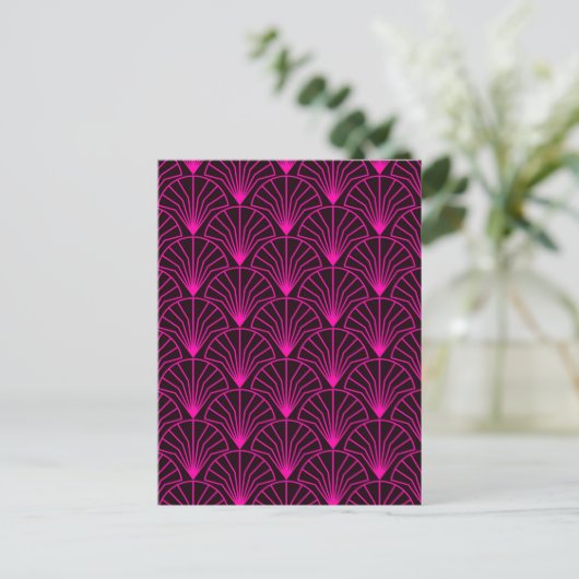 Classic Art Deco Pattern in Pink and Black Briefkaart (Staand voorkant)