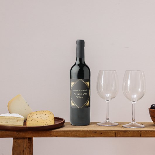 Classic Art Déco Vintage Mariage Étiquettes de vin