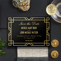 Classic  Art Deco Zwart Goud Save the Date