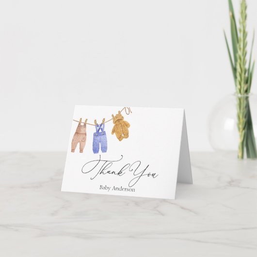 Classic Baby Boy Dank je Nota Kaart (Voorkant)