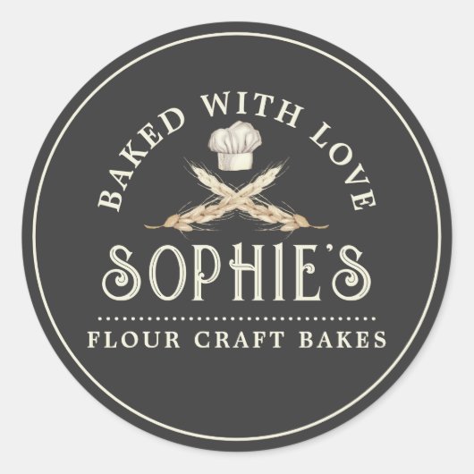 Classic Baker Logo Pâtisserie Chef Étiquette de pr (Devant)
