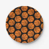 Classic Basketball Pattern on Black Papieren Bordje (Voorkant)
