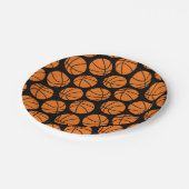 Classic Basketball Pattern on Black Papieren Bordje (Gekanteld)