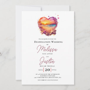 Classic Beach Heart Faire-part de mariage