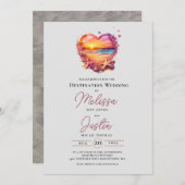 Classic Beach Heart Faire-part de mariage (Devant / Derrière)