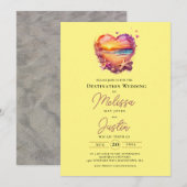 Classic Beach Heart Faire-part de mariage (Devant / Derrière)