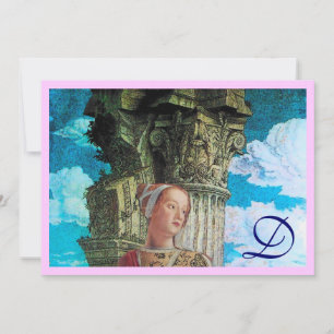 CLASSIC BEAUTY MONOGRAM helder antiek blauw roze Kaart