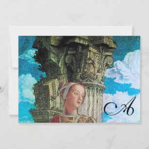 CLASSIC BEAUTY MONOGRAM, helder antiek blauw zwart Kaart