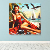Classic Beauty Pinup Canvas Afdruk (Insitu (Houten vloer))