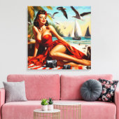 Classic Beauty Pinup Canvas Afdruk (Insitu (Woonkamer))