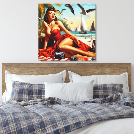 Classic Beauty Pinup Canvas Afdruk (Insitu (Slaapkamer))