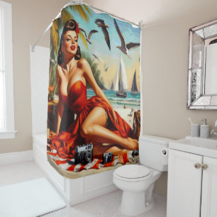 Classic Beauty Pinup Douchegordijn