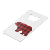 Classic beer silhouet rood zwart plaid [pattern kredietkaart flessenopener (Achterkant Gekanteld)