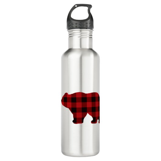 Classic beer silhouet rood zwart plaid [pattern waterfles  (Voorkant)