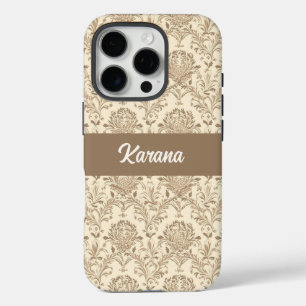 Classic Beige Damask iPhone 16 Pro Hoesje