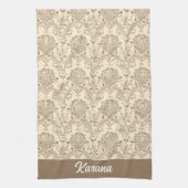 Classic Beige Damask Theedoek (Verticaal)