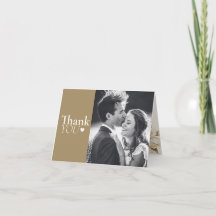 classic Beige photo elegant wedding thank you card