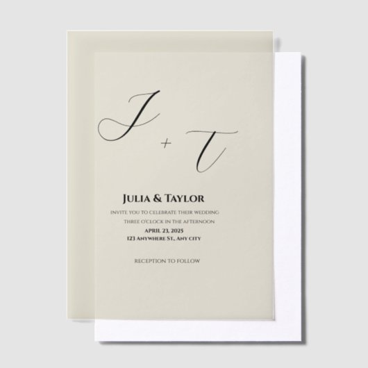Classic Beige vellum Elegant Invitation Vellum Uitnodigingen (Offset)