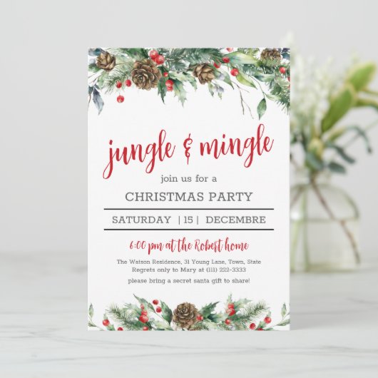 Classic Berries Greenery Corporate kerstfeest Kaart (Staand voorkant)