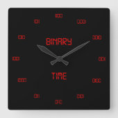 Classic Binary Numbering System Vierkante Klok (Voorkant)