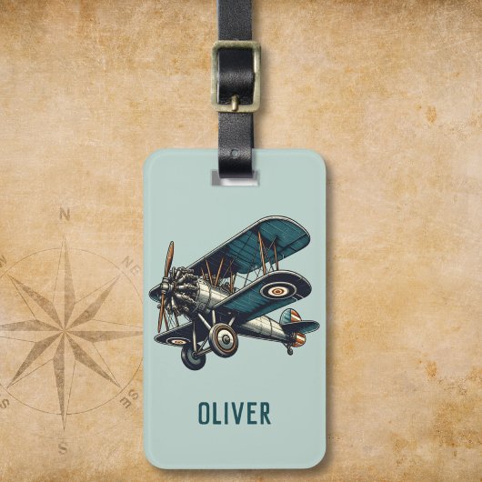 Classic Biplane gepersonaliseerd Bagagelabel