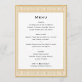 Classic Birthday Party Gold Dinner Flat Menu (Devant)