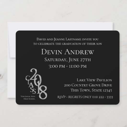 Classic Black 2018 Photo Graduation Invitation (Dos)