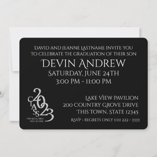 Classic Black 2023 Photo Graduation Invitation (Dos)