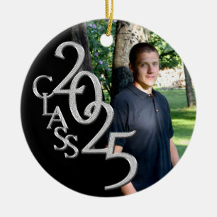 Classic Black 2025 Afstuderen Foto Keramisch Ornament