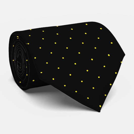 Classic Black and Bright Yellow Dot Tie for Him Stropdas (Opgerold)