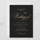 Classic Black and Burgundy Script Wedding Kaart (Voorkant)