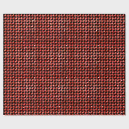 Classic Black and Glitter Red Houndstooth Pattern  Cadeaupapier (Vlak)